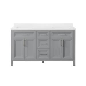 Mayfield 60 in. W x 22 in. D Bath Vanity in American Gray with Cultured Marble Vanity Top in White with White Basin