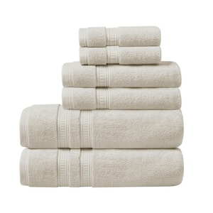 6-Piece Set Beige 100% Cotton Feather Touch Antimicrobial Towel 2 bath (30x54) 2 hand (16x28) 2 wash (13x13) towels