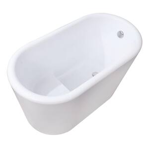 Aqua Eden 51 in. x 26 in. Acrylic Freestanding Soaking Bathtub in White with Drain and Integrated Seat