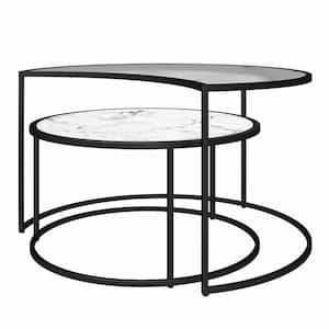 Lavish Home End Table with Storage – Round Wire Basket Base Nesting Tables,  Set of 2