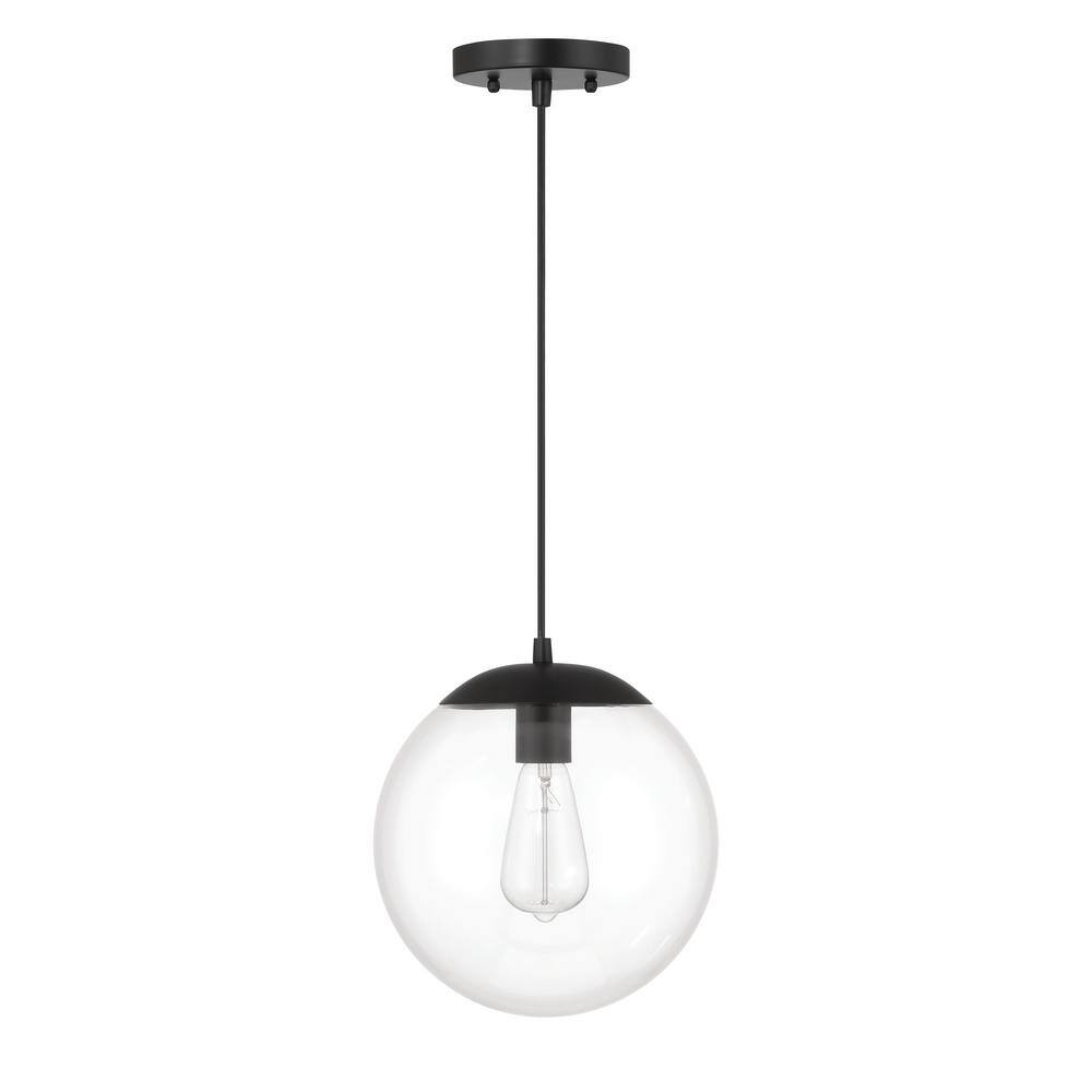 Modern Black Globe Pendant Light with Clear Glass Shade