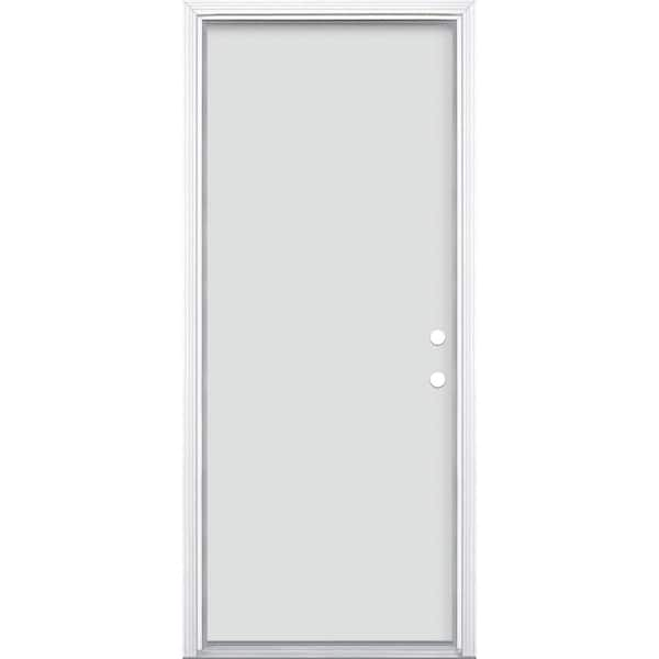 Masonite 32 in. x 80 in. Utility Flush Left-Hand Inswing Primed Steel ...