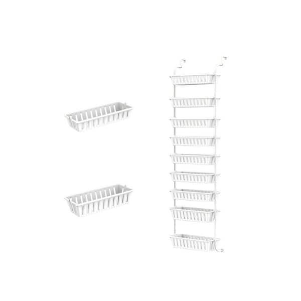 9-Tier White Over The Door Pantry Organizer Hanging Door Storage Shelves for Organizing Kitchen Spices