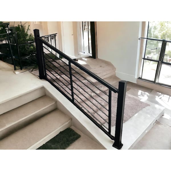 Weatherables Georgetown 36 in. H x 72 in. W Textured Black Aluminum Rod Stair Railing Kit