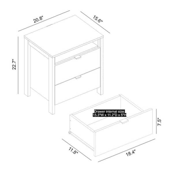 Galano Friddle 2-Drawer Amber Walnut Nightstand (22.7 in. H x 20.9 in. W x 15.7 in. D)