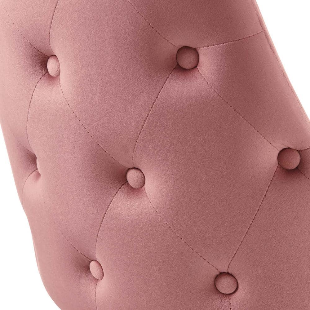 Dusty Rose Velvet Tufted Dining Side Chair with Metal Legs