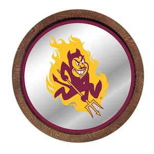 20 in. Arizona State Sun Devils Mascot Mirrored Barrel Top Mirrored Decorative Sign