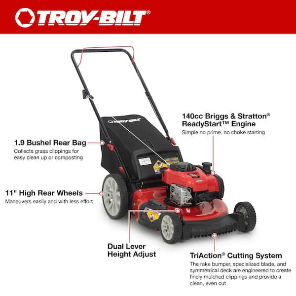 Troy-Bilt 11A-B2BM766 21 3-in-1 High Wheel Push Lawn Mower - 140cc