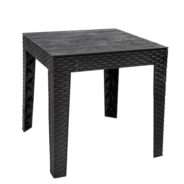 16.5 in. Square Weather-Resistant Outdoor End Table-Black