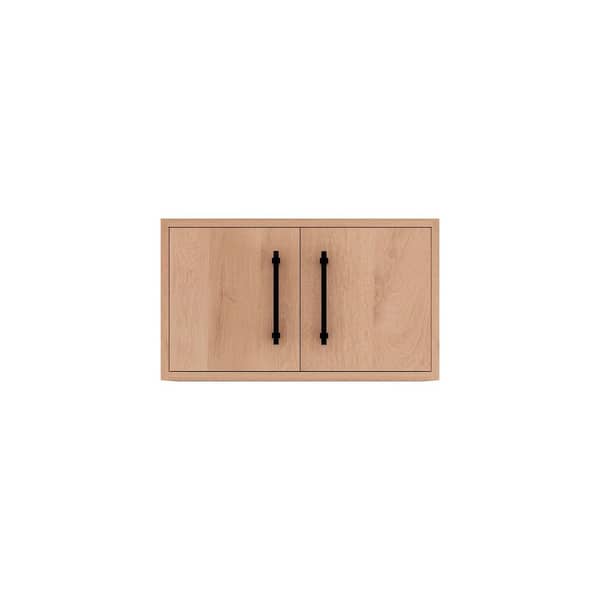Victoria 23.8 in. W x 11.8 in. D x 13.78 in. H Brown Plywood Wall Overhead Floating Linen Cabinet in Red Oak