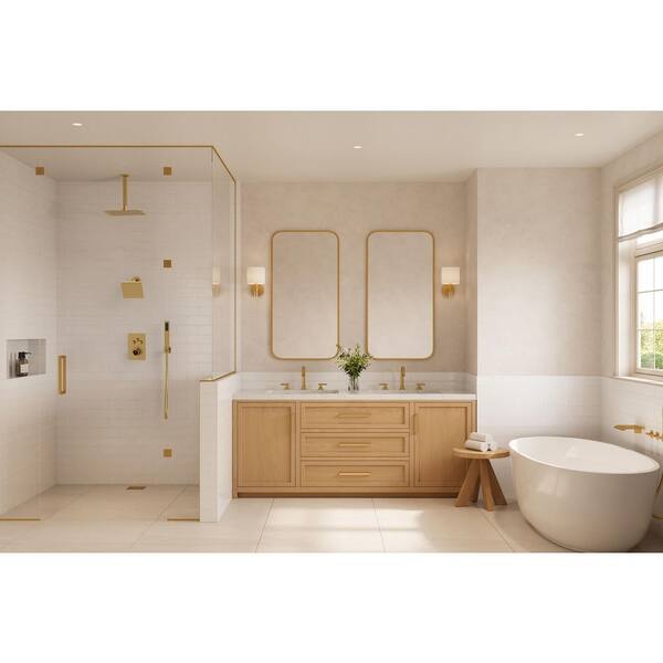 EVERSTEIN 7-Spray Patterns Thermostatic 12 in. 6 in. Ceiling Mount