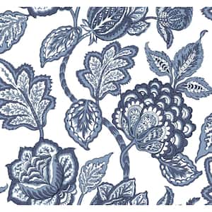 Midsummer Jacobean White/Blue Spray and Stick Roll (Covers 60.75 sq. ft.)
