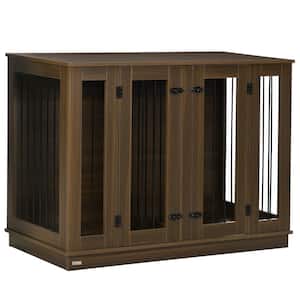 Large Furniture Style Dog Crate with Removable Panel, Walnut