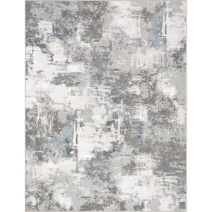 Gray 5 ft. 3 in. x 7 ft. 3 in. Abstract Marrakech Mid-Century Modern Brushstroke Flat-Weave Area Rug