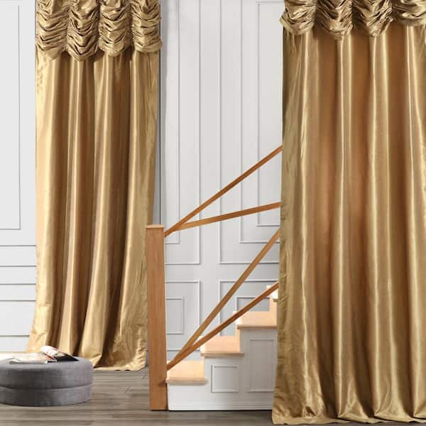 Exclusive Fabrics Vintage Textured Faux Silk Dupioni Curtain Panel 50” X 84" 