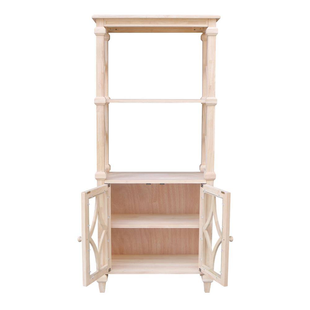 Josephine Solid Wood Unfinished Brown Bookcase with Doors