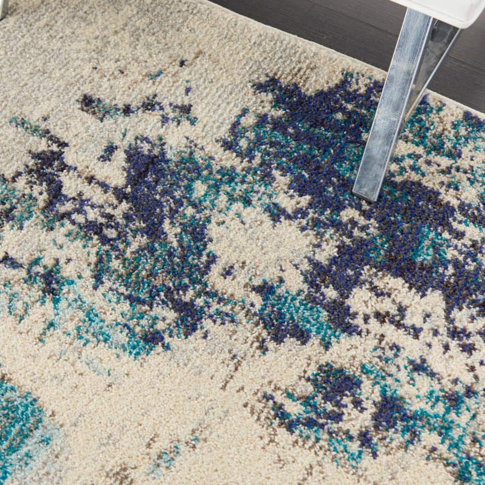 Hand-knotted Blue and White Abstract Medium Rug