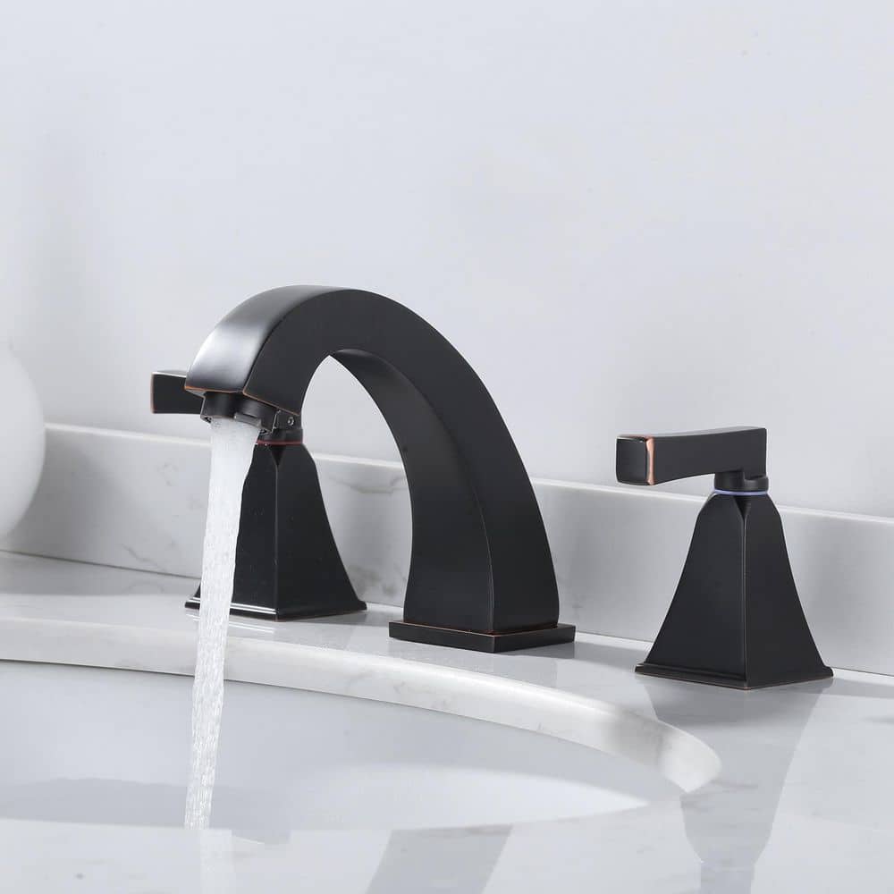 Oil Rubbed Bronze 8-Inch Widespread Double Handle Bathroom Faucet