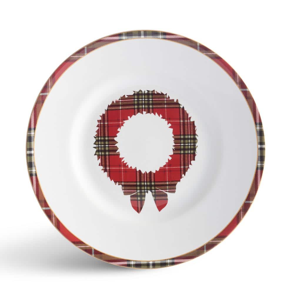 Wexford Red Plaid Holiday Porcelain Dinnerware Set, 12-Piece