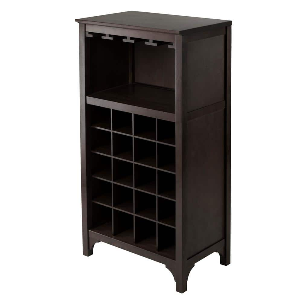 WINSOME WOOD Ancona 20 Bottle Espresso Bar Cabinet 92729 The