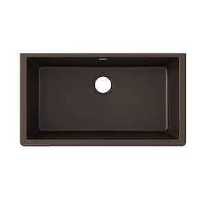 Quartz Classic 33 in. Undermount Single Bowl Mocha Granite/Quartz Composite Kitchen Sink Only