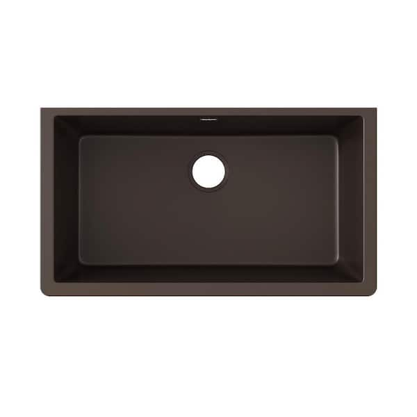 Elkay Quartz Classic 33 in. Undermount Single Bowl Mocha Granite/Quartz Composite Kitchen Sink Only