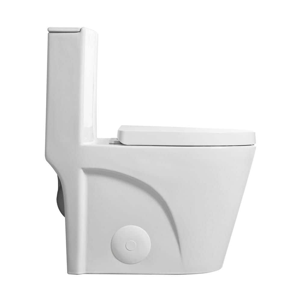 12 in. 1-Piece 1.1/1.6 GPF Dual-Flush Elongated Comfort-Height Toilet in Glossy White with Soft-Closing Seat Included price history on PriceWatchPro