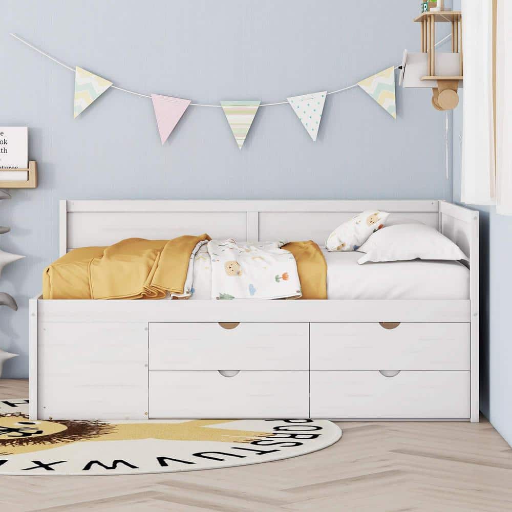 Gray Full Size Daybed with Drawers and Shelves - thumbnail 7