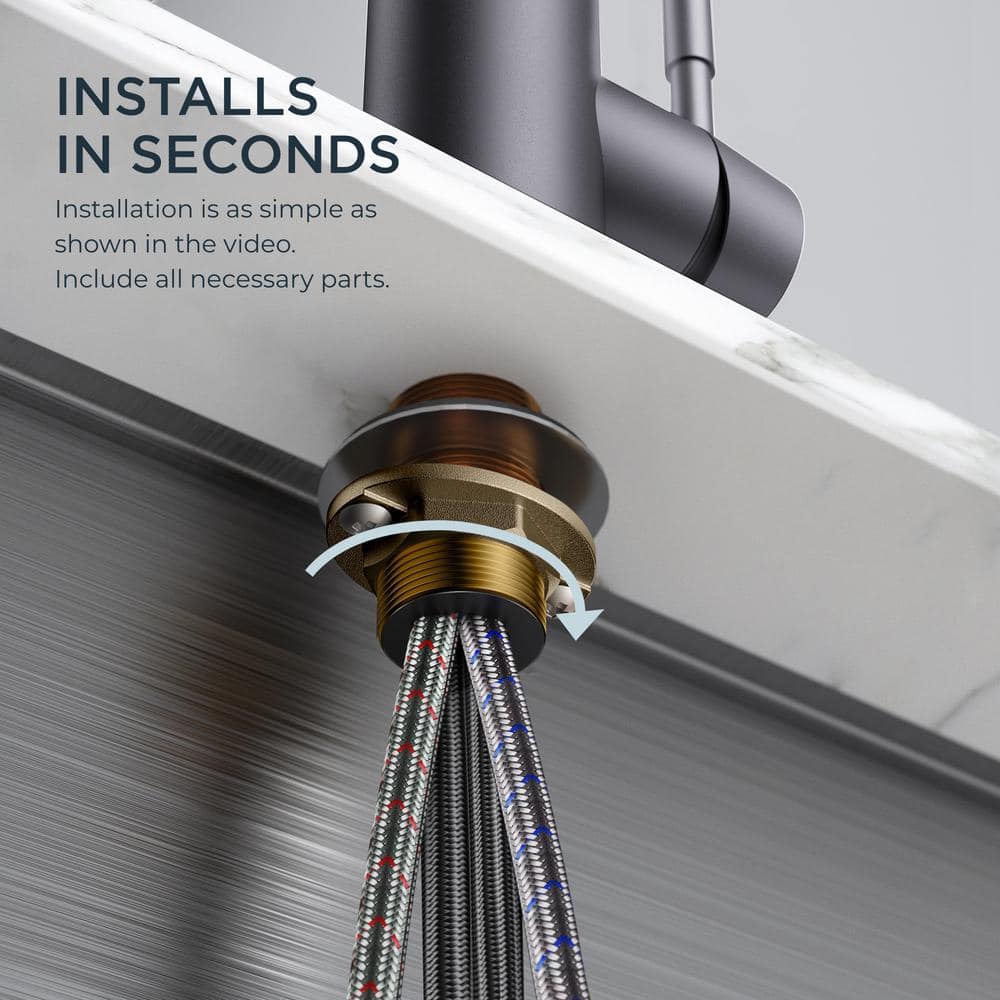 Matte Black Stainless Steel Pull Down Kitchen Faucet