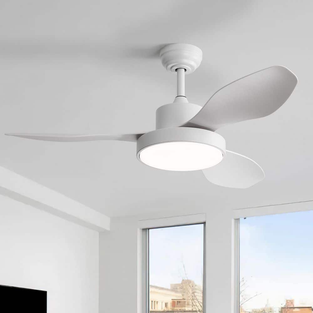 Sofucor 48 in. Modern Indoor Dimmable White Ceiling Fan with