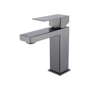 Monte Single Hole Stainless Steel Bathroom Faucet in Gun Metal