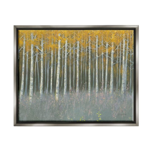 The Stupell Home Decor Collection Birch Tree Woodland Grove Outdoor Nature Landscape by James Wiens Floater Frame Nature Wall Art Print 31 in. x 25 in.