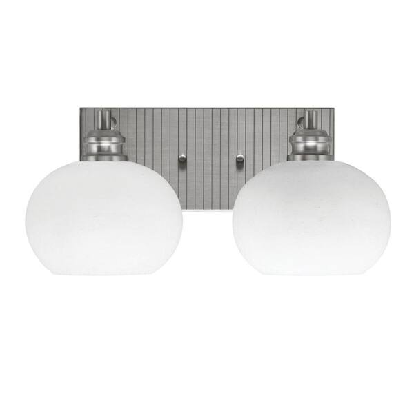 Albany 16.25 in. 2-Light Brushed Nickel Vanity Light with White Muslin ...