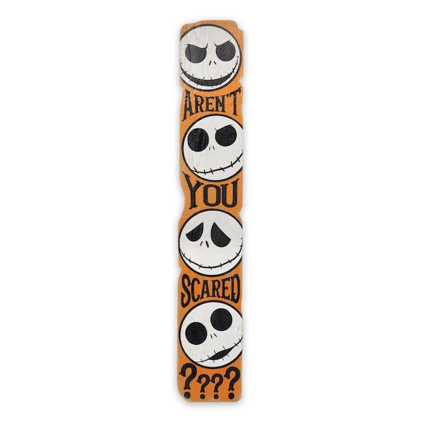 Disney 46 in. Weather-Resistant The Nightmare Before Christmas Aren't You  Scared Halloween Vertical Wood Yard Stake Decor 90219066 - The Home Depot