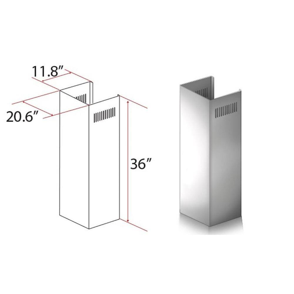 Stainless Steel Chimney Extension for 9-10 ft Ceilings