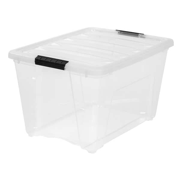 IRIS 19 qt. Stack and Pull Clear Plastic Storage Box, Lid Gray