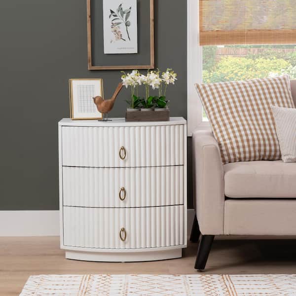 Linon Home Decor Cassen White 3-Drawer 24 in. W Nightstand