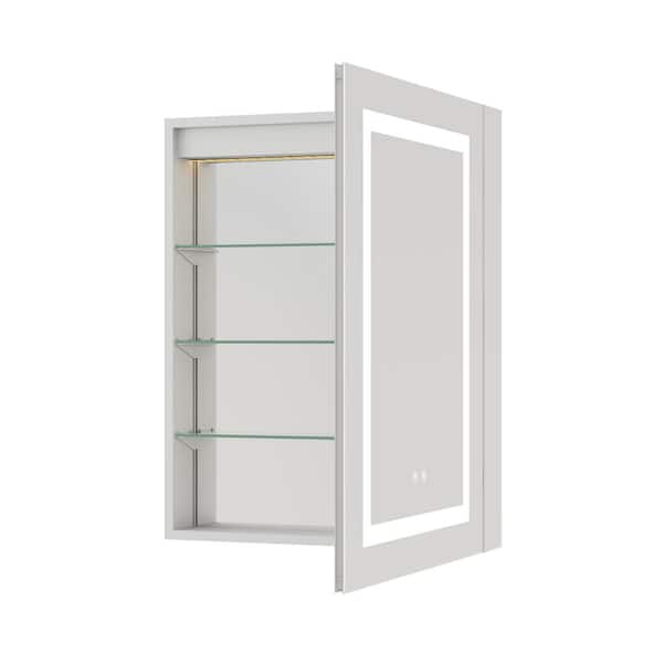 WELLFOR 24 in. W x 30 in. H Rectangular Aluminum Medicine Cabinet with Mirror, 2 Touch Switches for Color Change,Dimmer,Defogger