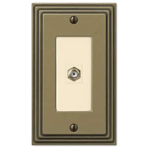 Tiered 1 Gang Coax Metal Wall Plate - Rustic Brass