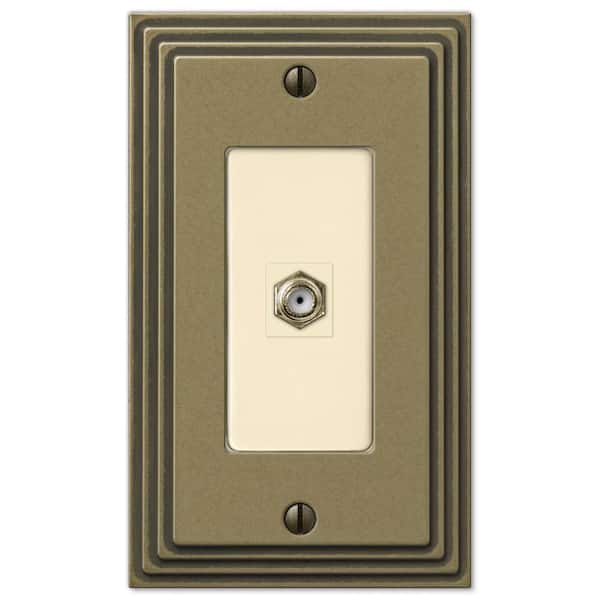 AMERELLE Tiered 1 Gang Coax Metal Wall Plate - Rustic Brass