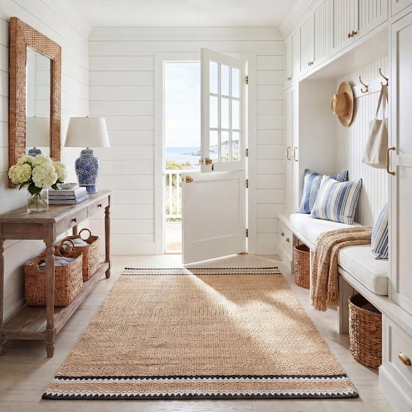 Natural Fiber 2 ft. x 3 ft. Natural/Black Woven Border Area Rug