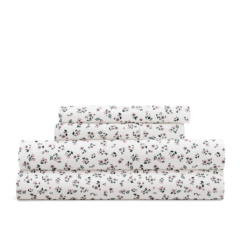 Full Size Pale Mauve Floral Microfiber Sheet Set