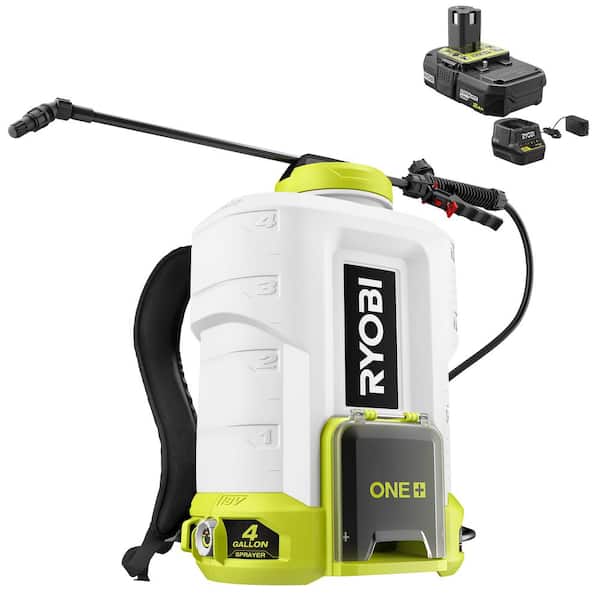 18-Volt Lithium-Ion Cordless 4 Gal Backpack Chemical Sprayer RYOBI ONE 2.0Ah Battery and Charger Included 