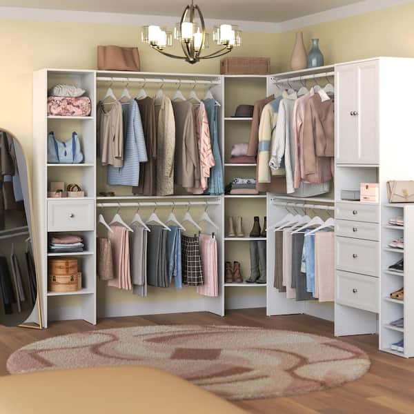Selectives 12 in. W White Custom Tower Wall Mount 6-Shelf Wood Closet System