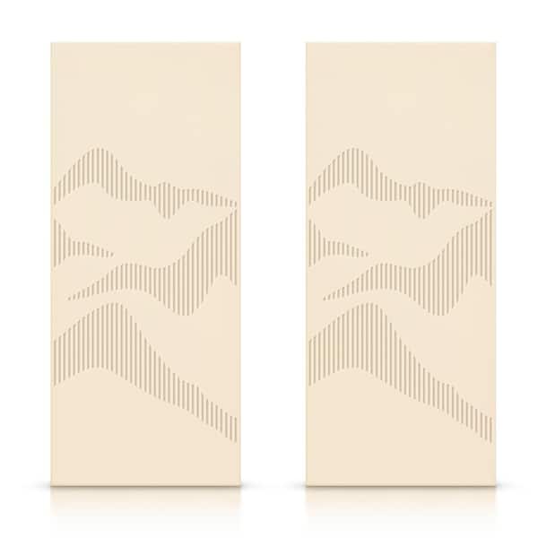 CALHOME 60 in. x 84 in. Hollow Core Beige Painted Composite MDF Interior Double Closet Sliding Doors