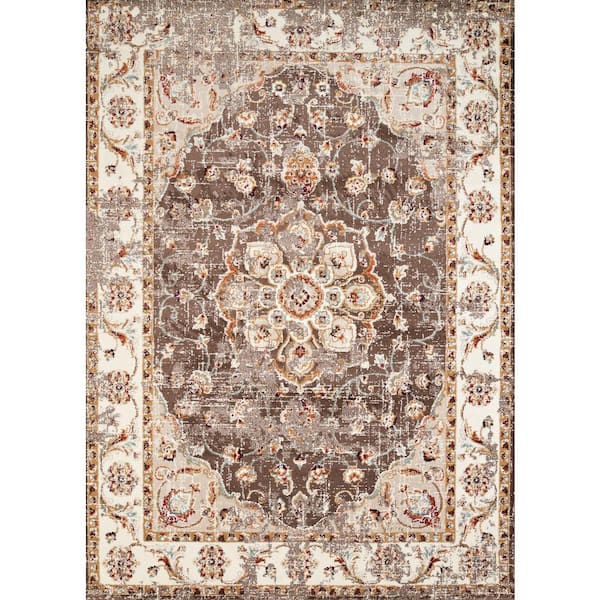 United Weavers Bridges Ponte Vecchio Taupe 9 ft. 10 in. x 13 ft. 2 in. Oriental Olefin Area Rug