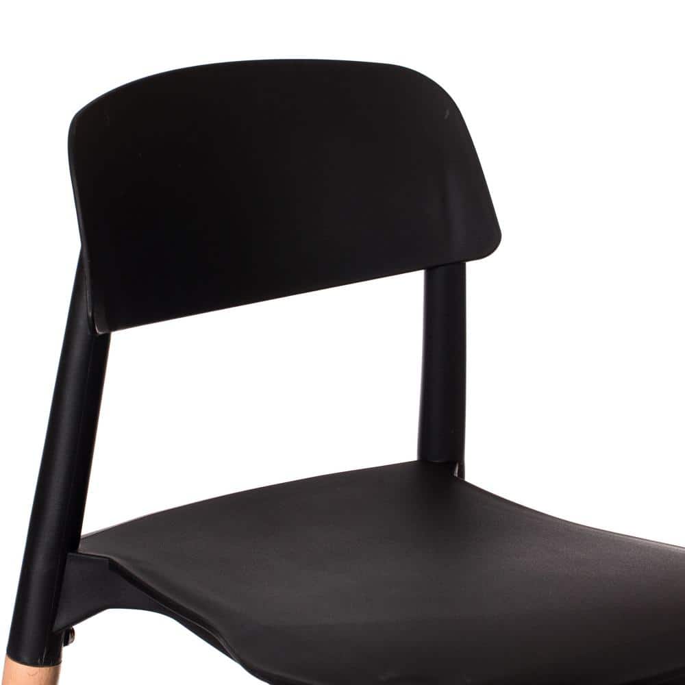 High Black Wood Side Chair with Modern Design