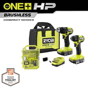 ONE+ HP 18V Brushless Cordless Compact 2-Tool Combo Kit w/Drill, Impact Driver, Batteries, Charger, Bag, & 65PC Bit Set