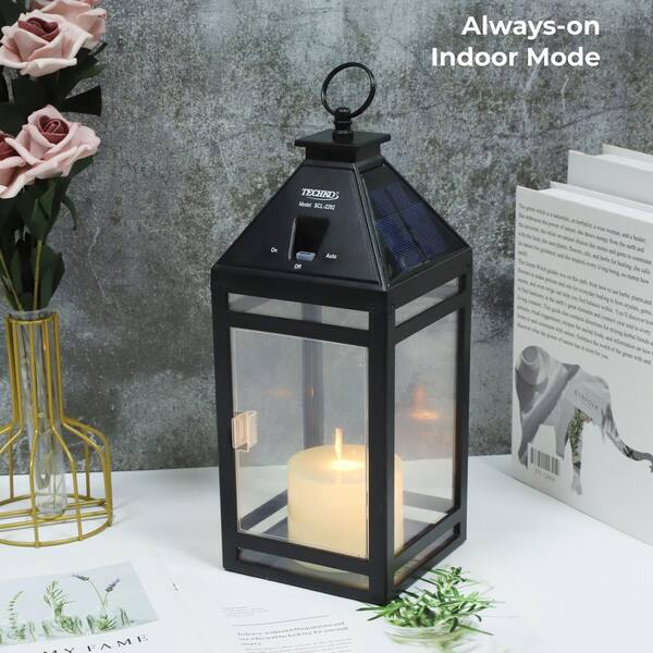 TECHKO Black Indoor/Outdoor Solar Flickering Candle Lantern Vintage Classic  Warm Light Design SCL-2202-1 - The Home Depot