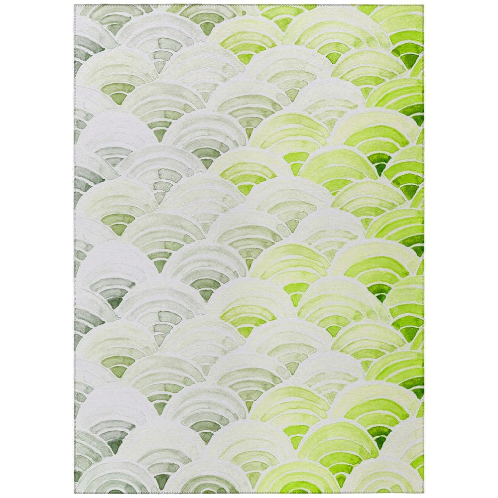 Surfside Green 10 ft. x 14 ft. Geometric Indoor/Outdoor Area Rug
